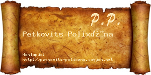 Petkovits Polixéna névjegykártya